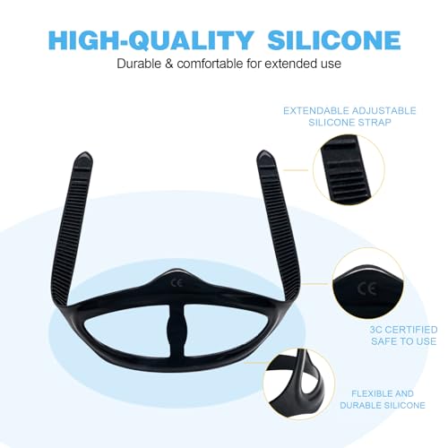 Universal Silicone Replacement Mask Strap 2-Pack, Adjustable 21.5 x 0.7 Inches for Scuba Diving Snorkel Swim Goggles, Black & Clear, Comfortable Fit for Adults and Kids, Water Sports Accessories