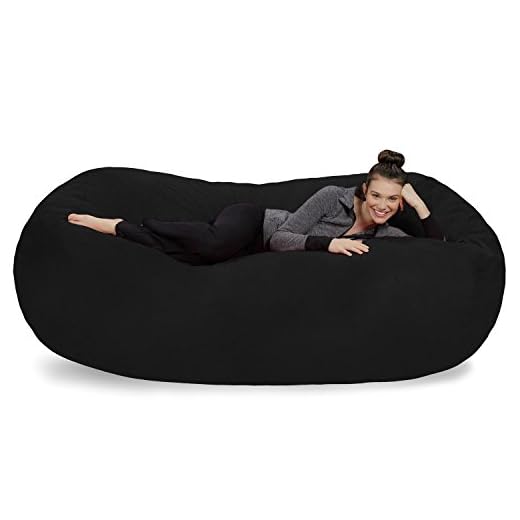 Sofa Sack - Plush Bean Bag Sofas with Super Soft Microsuede Cover - XL Memory Foam Stuffed Lounger Chairs For Kids, Adults, Couples - Jumbo Bean Bag Chair Furniture - Black 7.5'