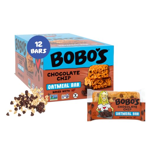 Image of Bobo's Soft Baked Oatmeal Bars Oatmeal Bars, Chocolate Chip, 3oz (12 ct) | Gluten Free, Healthy Meal Replacement Bars for Adults & Kids, Simple Ingredients, Whole Grain Oats, Plant Based, Non-GMO