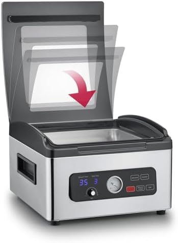 VacuChef 700 8L Caso Vacuum Chamber Stainless Steel Potente Bombo per Prodotti Professionali 70 L/min Vetrata Fortificat