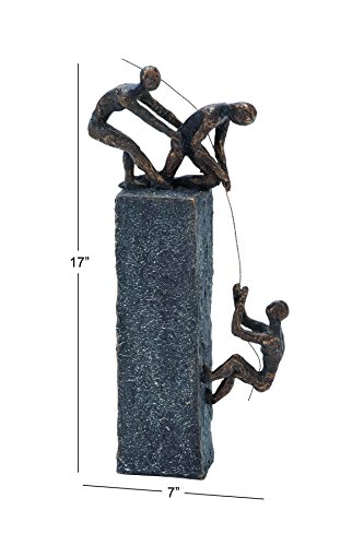Deco 79 Polystone People Climbing Sculpture, 7" X 3" X 17", Gray #TOP7
