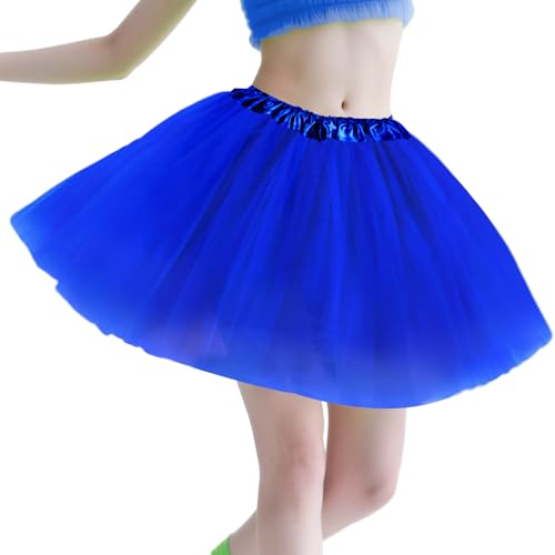 Gonna Tulle da Donna- 4 Strati Gonna da Ballerina in Tulle Classica Anni '80 Tutù Dirndl Adulti Retro Adolescenti Ballo Feste Cosplay Accessori Danza Vintage Abbigliamento Carnevale Blu scuro