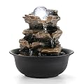 WICHEMI Indoor Fountains Tabletop Fountain Waterfall Fountain Indoor Water Feature Stacked Rocks Feng Shui Zen Meditation Relaxation Desktop Fountain with LED Light for Home and Office Decor(Style 5)