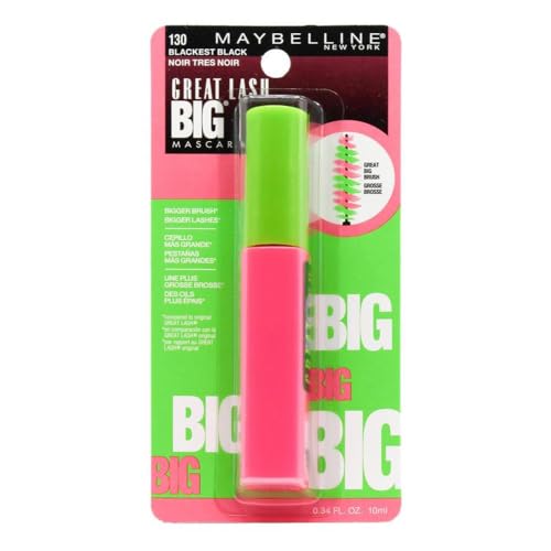 Image of Maybelline New York Great Lash Big Washable Mascara, Blackest Black 130, 0.34 Fluid Ounce