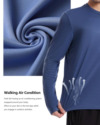 Roadbox Men's UPF 50+ UV Sun Protection Shirts, SPF Long Sleeve Lightweight Water Swim Rash Guard for Fishing Running Hiking4