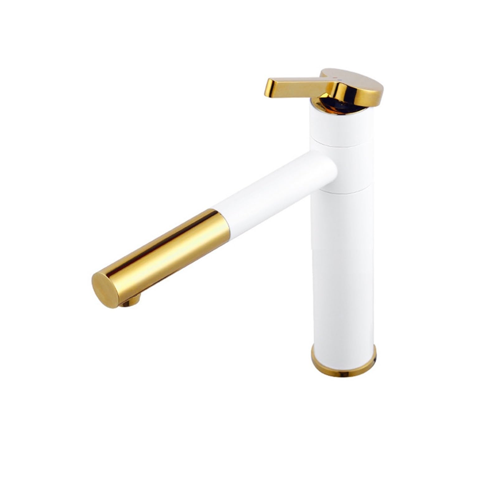 Bateria łazienkowa, Wyciągane baterie łazienkowe Bateria umywalkowa zlewozmywakowa Kran z ciepłą i zimną wodą Dźwig mosiężny(White Golden)