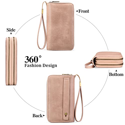 Image of GAEKEAO RFID Leather Wristlet Wallet for Women with Grip Strap