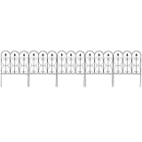 Giantex Garden Fence 32in x 10FT Folding Decorative Border Fence Set of 5 Coated Metal Panels Lightweight Ourdoor Patio Edge Fence