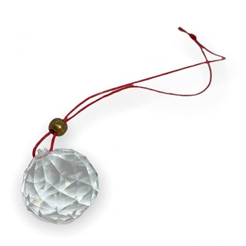 Cristal Facetado Feng Shui 30mm Pendurar Cordão Vermelho