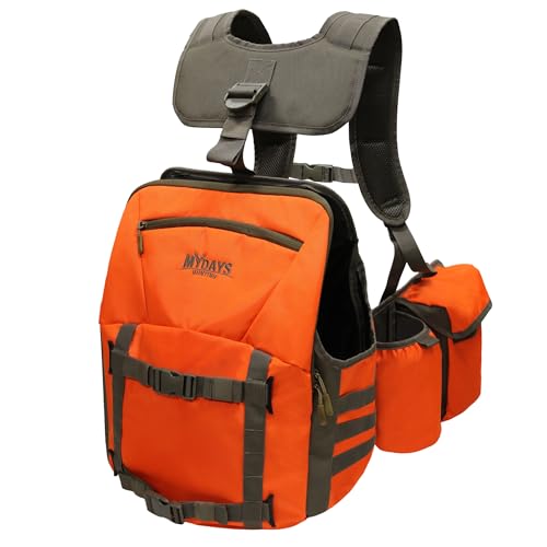 MYDAYS Upland Bird Vest Backpack, Hunting Tactical Vest with Game Pouch and Pockets for Outdoor Bird Hunting (Style B)
