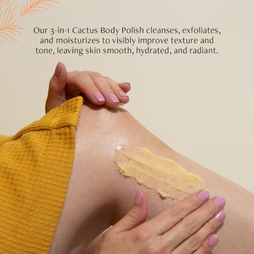 Image of Mandarina Cactus Flower Exfoliant - Face & Body Scrub, 3-in-1 Cleanser, & Moisturizer, Vegan, Cruelty-Free, Natural Citrus Scent, Dye Free, 6 oz. | Body Exfoliator | 3 In 1 Cleanser & Moisturizer | Face Scrub | Natural Citrus Scent | Prickly Pear Oil
