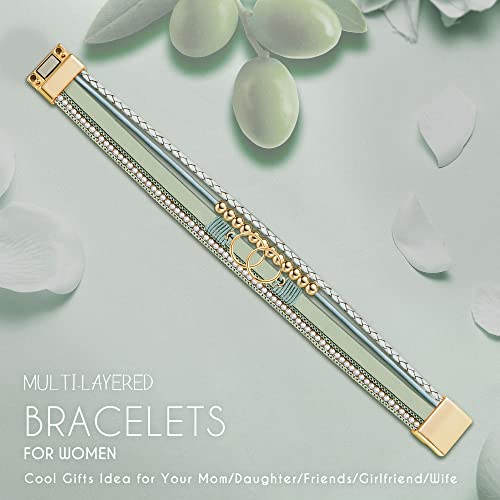 Btysun Bracelets for Women,Stocking Stuffers for Teens Birthday Gifts for Mom Inspirational Gift for Women Mother's Day Daughter Wrap Bracelet Sister Friend Teen Girl Gifts Leather Layered Jewelry Valentines Gift for Her