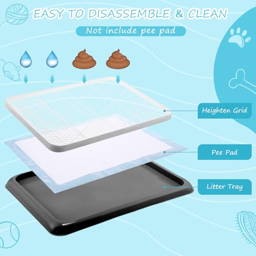 Image of Mifoci Dog Pee Pad Holder Potty Tray Portable Dog Litter Box Toilet Training for Indoor Outdoor Small Medium Large Pet Puppy(Black,25.59 x 18.9 Inches,1 Pcs)