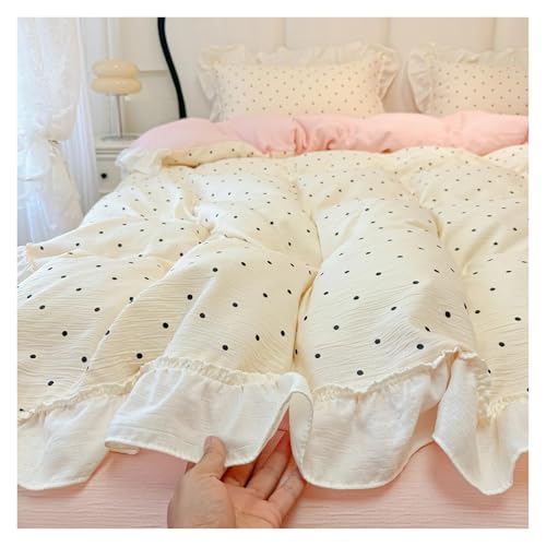 Ensemble de housse couette à volants coton lavé lit 150x200cm 4pcs - 7