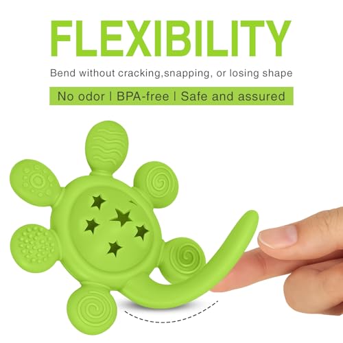 Image of Silicone Baby Teether & Rattle Toy - Soft & Safe for Infants, BPA-Free, Multi-Texture Design for Teething Relief & Early Development (Green)