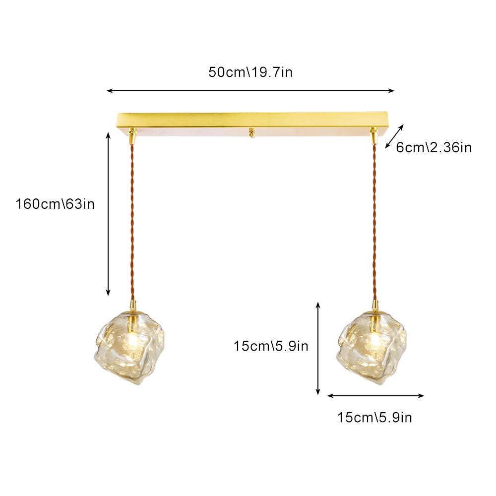 Iluminación colgante de racimo de vidrio, lámpara de techo moderna de latón, lámpara de mesa de comedor, lámpara colgante nórdica para dormitorio, restaurante, cafetería, bar, luces de isla de cocina