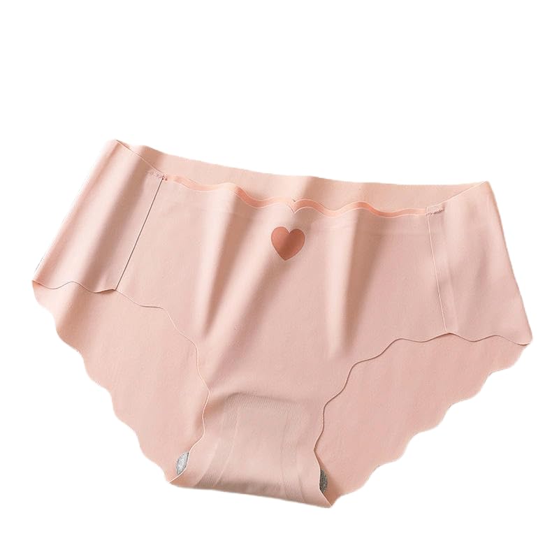 Image of SSoShHub Women Bikini Heart Print Seamless Underwear,Seamless Breathable Ladies Panties,No Show Invisible Stretch Briefs Undies for Women