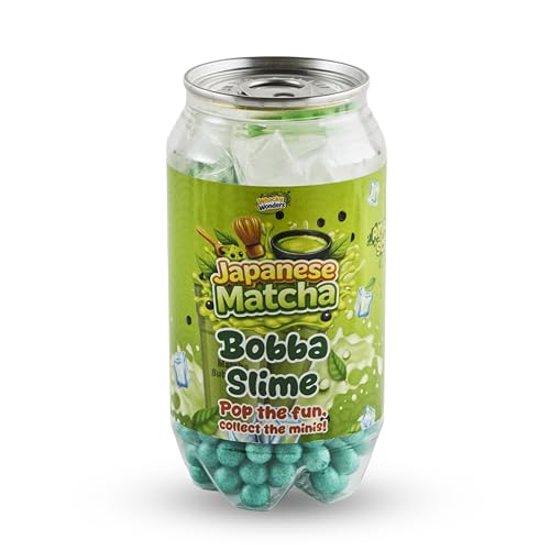 Image of Japanese Matcha Bobba Slime for Kids & Adults | Squishy Stretchy with Bobba Beads & Collectible Mini Charms | Surprise Slime Can Toy | Stress Relief Sensory Play | Ages 6+ (1 Can)