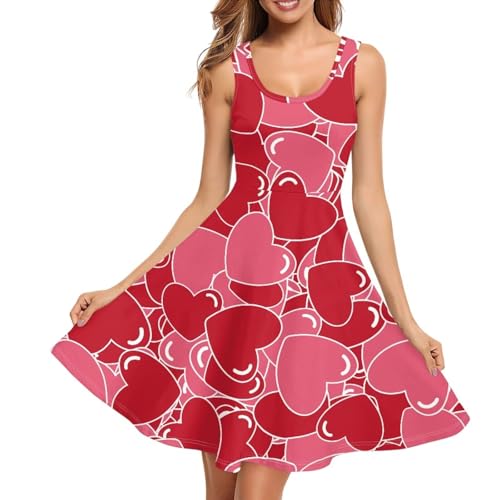 Image of Women's Casual Loose Sundress Midi Sleeveless Crewneck Dress Summer Beach Tank Dress with Pockets