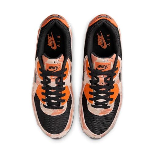 Nike NIKE Air Max 90 Premium Men's Trainers Sneakers, Bio Beige Black Safety Orange, 10