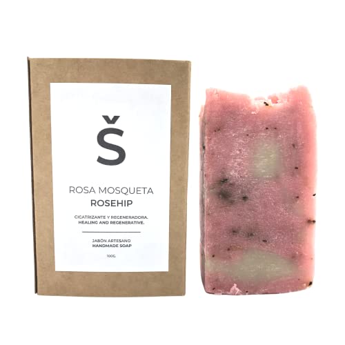 Jabón Natural de Rosa de Mosqueta | Jabones para regalar | Para manchas, granos, cicatrices o estrías | Jabón de Manos, Cuerpo y Cara | Pastilla Jabón Artesanal | Sin Aceite de Palma (100 g) Cover