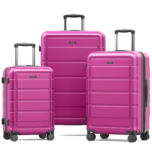 SHOWKOO Expandable Luggage Sets 3pc PC+ABS
