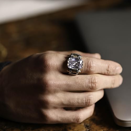 Genuine Solid 925 Sterling Silver Ring for Men, Accented with Bronze, Faceted Simulated Red Ruby Stone, Vintage Turkish Ottoman Style2