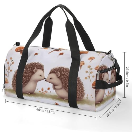 Mens Womens Gym Bag, Nature Lovely Hedgehog Lovers Print Duffle Bags,travel Gym Duffle Bag,garment Duffle Bag,gym Bag with Shoe Compartment2