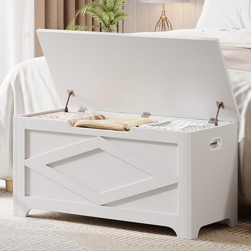 GAOMON Storage Chest, Wooden Toy Storage Bench, Modern Style Lift-Top Toy Chest with Safety Hinge for Entryway, Bedroom, Living Room, Supports 300 Lb and Easy Assembly