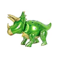 3D Dinosaur Foil Balloons, Self Standing Aluminum Foil Dinosaur Party Balloons Green Triceratops for St Patrick's Day, Birthday, Baby Shower, Jungle Theme Party Decorations