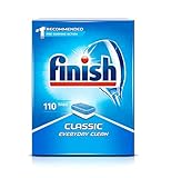 Elimina las manchas de té. Finish Calgonit Clásico Pastillas para el Lavavajillas, Megapack - 110 Pastillas