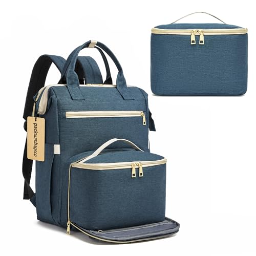 Super Ergonomic packuumbagsco 3 in 1 backpack bag for 15.6 Inch Laptop Leakproof Lunch Box Compartment Waterproof Oxford with Anti-Theft Pocket & Luggage Strap for Work College Travel Men Women