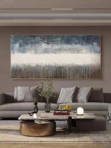 Art mural abstrait gris et bleu pour salon moderne 30x60cm