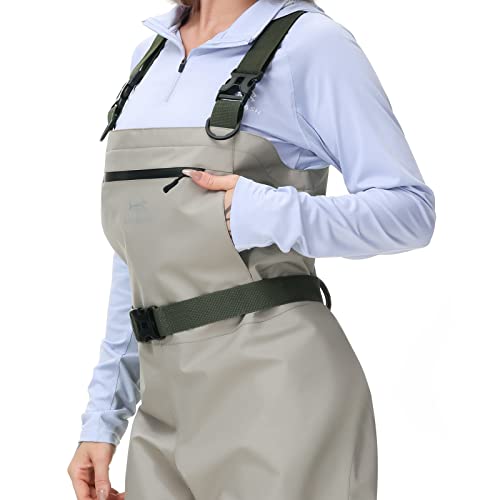 Image of BASSDASH IMMERSE Women's Breathable Stocking Foot Fishing Waders Waterproof Lightweight Chest Wader