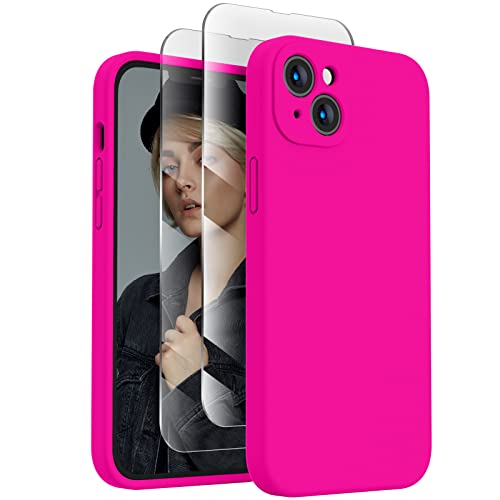 Image of FireNova Designed for iPhone 13 Case, Silicone Upgraded [Camera Protection] Phone Case, Soft Anti-Scratch Microfiber Lining Inside, 6.1 inch, Hot Pink