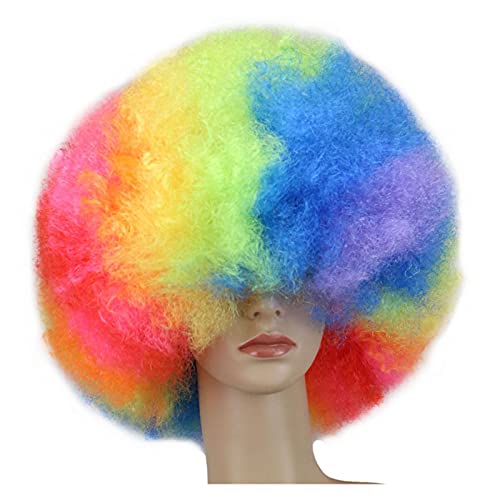 caihuashopping Peruki Culry Cosplay Party Peruka Czerwony Zielony Pupple Różowy Niebieski Biały Biały Żółty Taniec Afro Wigs Syntetyczne Przedłużanie Włosów