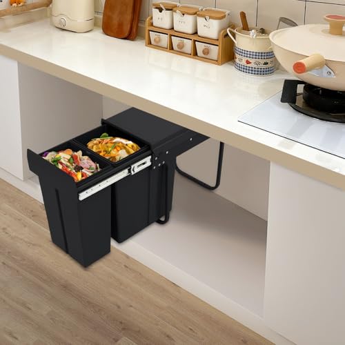 Caneca de basura doble para gabinete 30 litros negra miniatura 3