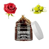 Marokko Exfoliate Schwarze, Schwarze Seife mit Argan und Rose,Marokko Körperpeeling,Tiefenreinigung...