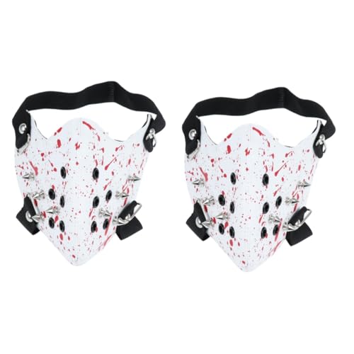 Masque demi visage cuir riveté accessoire de déguisement carnaval et bal masqué
