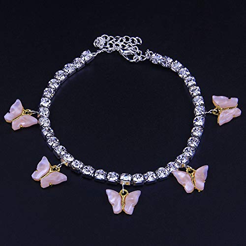 Rhinestone Tennis Chain Butterfly Anklet Bracelet,Crystal Butterfly Ankletst,Boho Foot Chain Bracelet,Crystal Armlet,Rhinestone Leg Bracelet Jewelry
