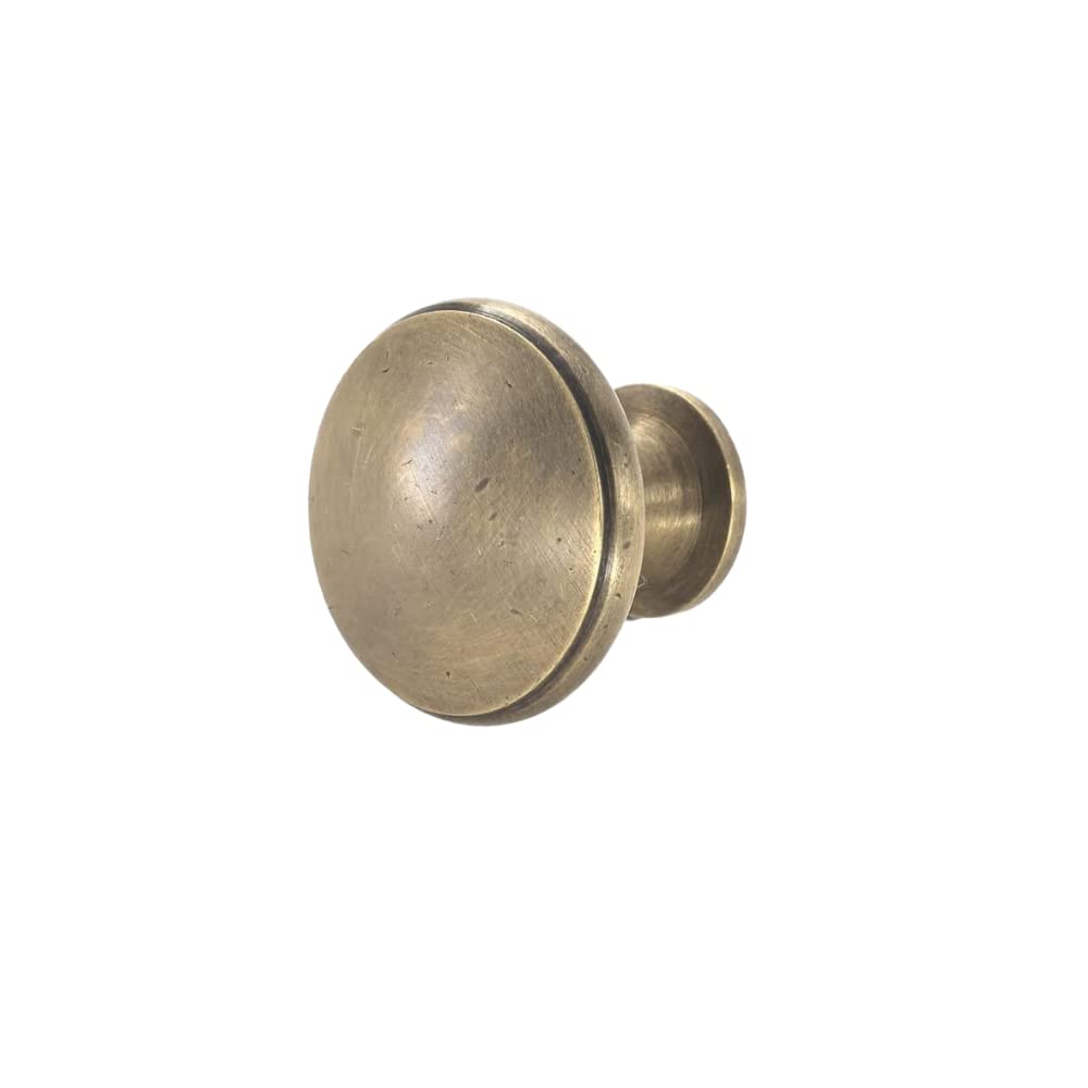 Foundryman - Round Drawer Knob - Solid Brass Cupboard Pull - Classic Brass Design - Small 1"