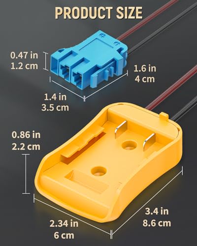 Image of Vibit Power Wheel Adapter for Dewalt 20 V Lithium Battery, Peg-Perego Dewalt Battery Adapter with Original Wire Harness Connector, DC Power Adapter Conversion for Peg-Perego Children's Riding Toys