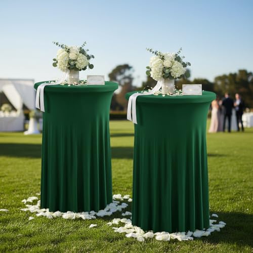 2Pack Highboy Cocktail Table Cover Skirt Tablecloth (32"x43", Hunter Green) by iEventStar - Used condition - Image 7