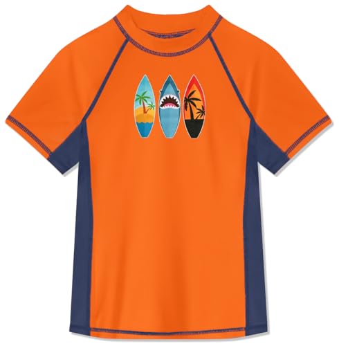 BesserBay Jungen Orange Top Badeshirt UV Shirt mit UV-Shutz Swimsuit Bademode Kurzarm Rashguard 110
