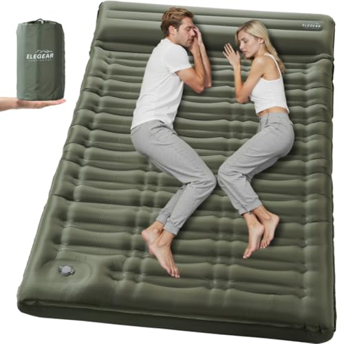 Elegear CumbreX™ Double Sleeping Pad for Camping, 5.5' Ultra-Thick Inflatable Camping Sleeping Pad 2 Person with Built-in Foot Pump, Portable Camping Sleeping Mat for Backpacking Hiking Tent, Full
