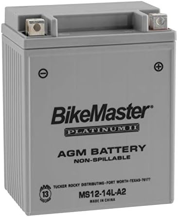 BikeMaster AGM Platinum II Battery MS12-14L-A2 For Kawasaki KLR650 1987-2017