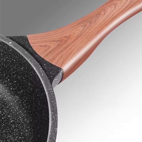 Frigideira Antiaderente Cerâmico Frita Sem Óleo 28cm Funda Cabo Madeira Não Gruda Fogão Indução/Gás