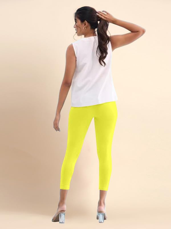 Image of TRENDMALLS Women's Microfiber Elastane Stretch Soft Cropped Leggings with Ultrasoft Waistband for Women