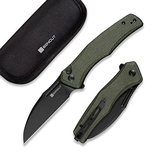 Sencut Watauga Pocket Folding Knife For Edc, Button Lock Small Knife With Clip, Black Stonewashed D2 Blade With Micarta Handle,Everyday Carry Knife For Men Women, Lightweight For Indoor Outdoor Gift S21011-2 #TOP8