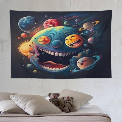 Tapisserie murale suspendue planète univers rideau déco salon 150x230